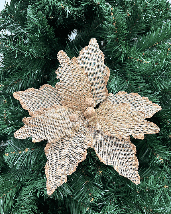 FLOR DECORATIVA TRABALHADA OURO 20CM