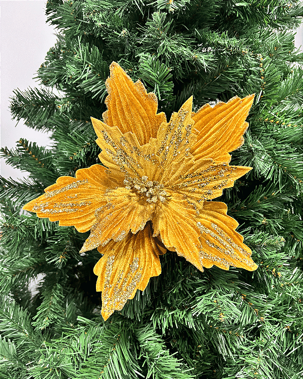 FLOR NATAL DOURADO AVELUDADO 29CM