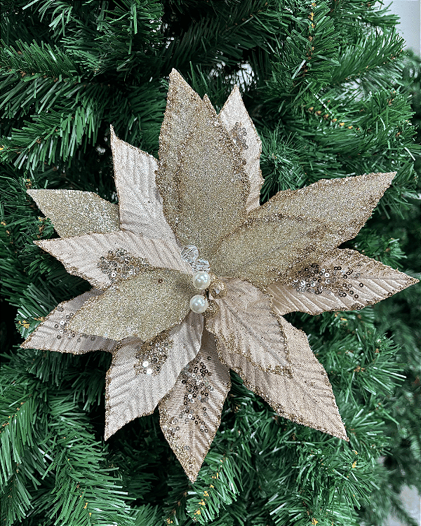 FLOR DECORATIVA CHAMPANHE 28CM