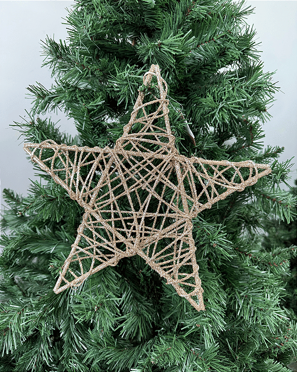 ESTRELA VAZADA RATTAN CHAMPANHE 35CM