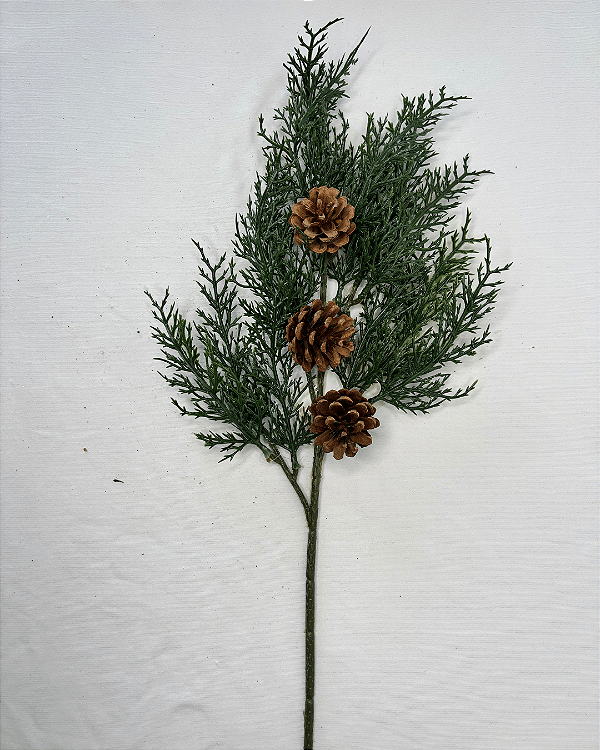 GALHO E FOLHAS PINHAS VERDE/MARROM 53CM