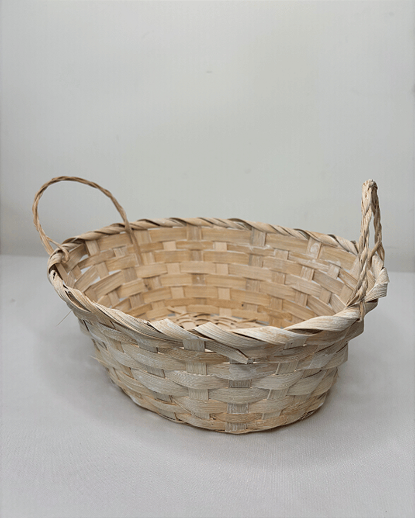 CESTA OVAL TRAMA C/ ALÇAS CRU 26x19cm
