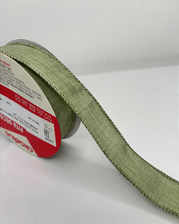 FITA ARAMADA  JUTA LISA VERDE 3CM X 9,14M