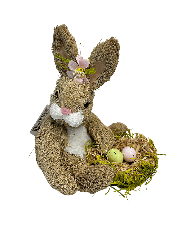 COELHO DE PASCOA SENTADO C/NINHO OVOS CLR