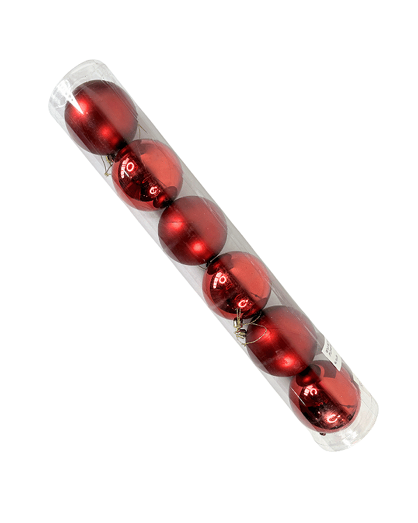 BOLA MISTO TUBO C/6 UND (VERMELHO) 8cm