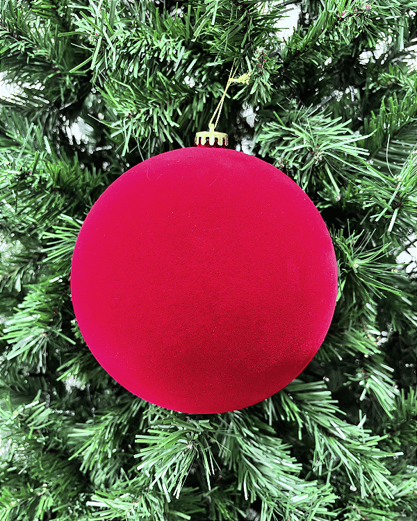 BOLA DE NATAL DE VELUDO C/1 UND (VERMELHO ESCURO) 20cm