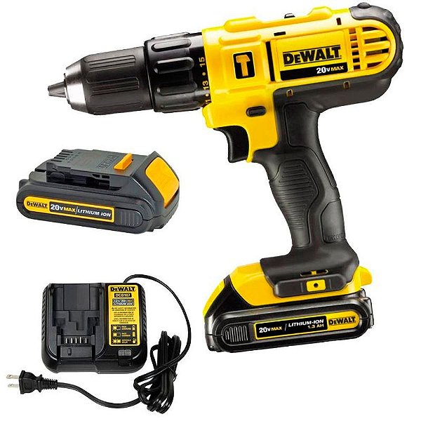 Parafusadeira/Furadeira 1/2'' 13mm 2 Baterias 1,3Ah Max Lithium Ion Bivolt 20V Dewalt DCD771C2