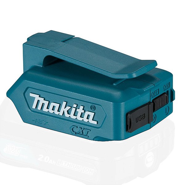 Adaptador de Bateria 12V CXT Compacto para Dispositivos USB com Clip Makita ADP06