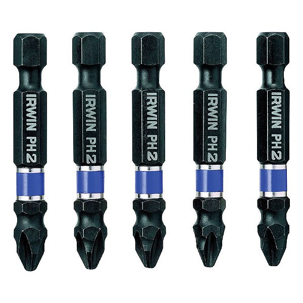 Ponteiras de Impacto Power Bits Phillips Ph2 49mm 5 Peças com Estojo Irwin Impact 1865325