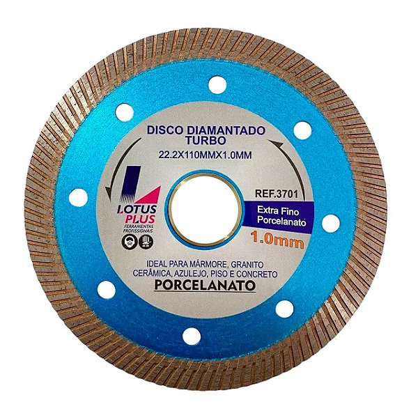 Disco Diamantado Turbo Porcelanato 1mm Esmerilhadeira Extra Fino Lotus 3701