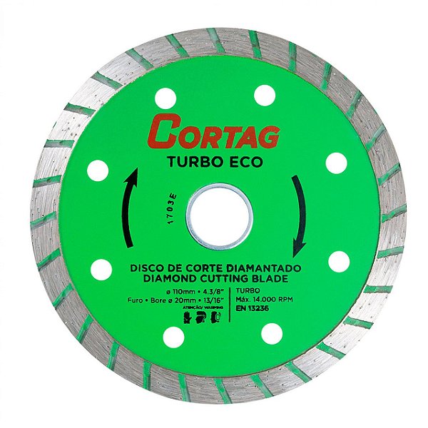 Disco Diamantado para Mármore Granito Eco Turbo 4.3/8" 110mm x 20mm Cortag 60598