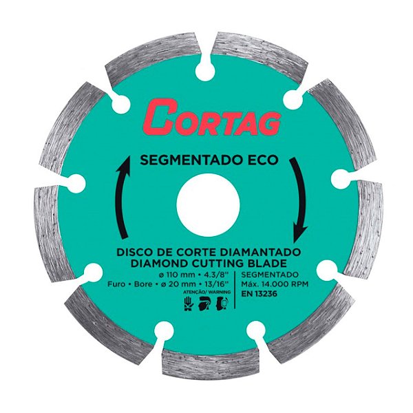 Disco Diamantado Segmentado para Concreto Eco 4.3/8 Polegadas 110mm x 20mm Cortag 61699