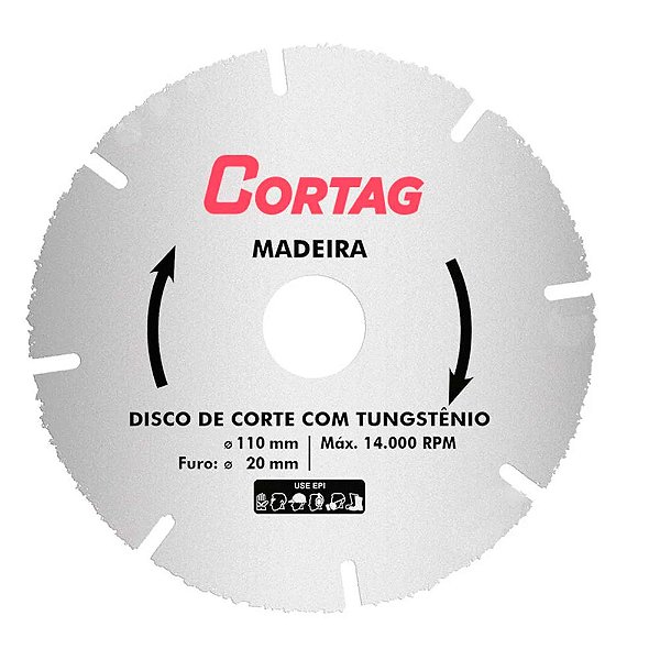 Disco de Serra Segmentado Tungstênio para Madeira MDF 4.3/8 Polegadas 110mm x 20mm Cortag 61346
