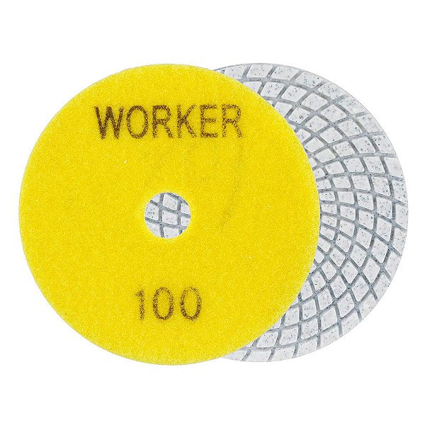 Disco de Lixa Diamantada Brilho D'água 4'' 100mm Grão 100 Worker 6261