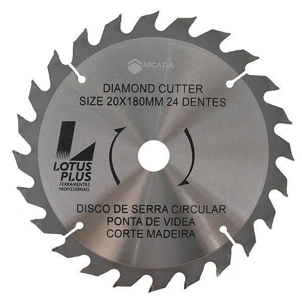 Disco Lâmina de Serra Circular para Madeira 7 Polegadas 180mm x 20mm 24 Dentes Lotus 8658