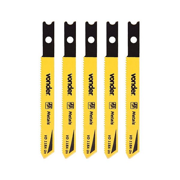 Jogo de Lâmina de Serra Tico-Tico para Metais Cartela com 5 Vonder VD 118A-M