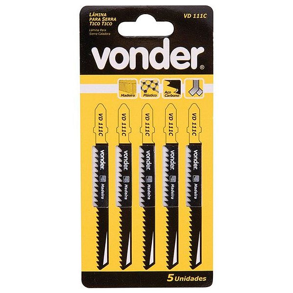 Lâmina de Serra Tico-Tico para Madeira Cartela com 5 Vonder VD 111C