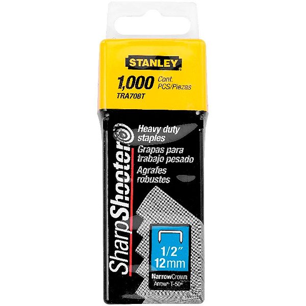 Grampo para Grampeador Stanley 1/2'' 12mm 1000 Unidades TRA708T