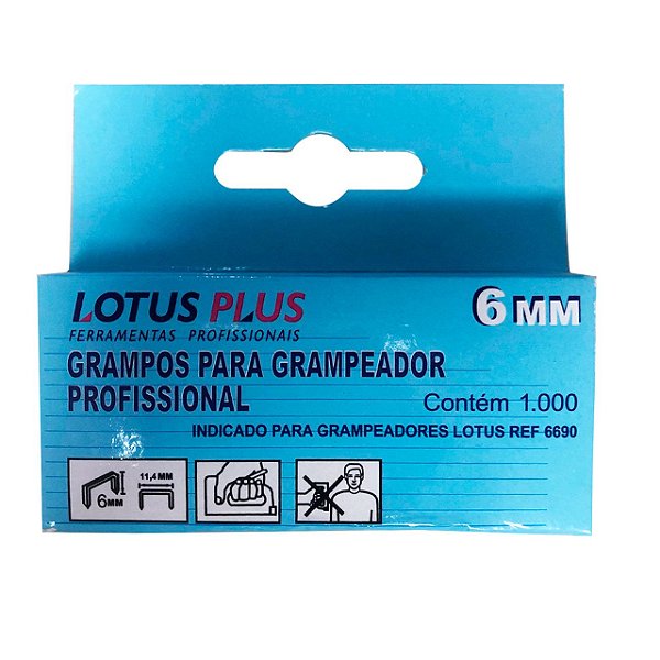 Grampo para Grampeador Profissional 6mm 1000un Lotus 6692