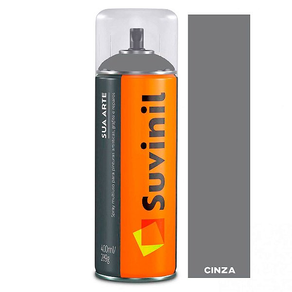 Tinta Spray Suvinil Sua Arte Uso Geral 400ml Cinza Brilhante