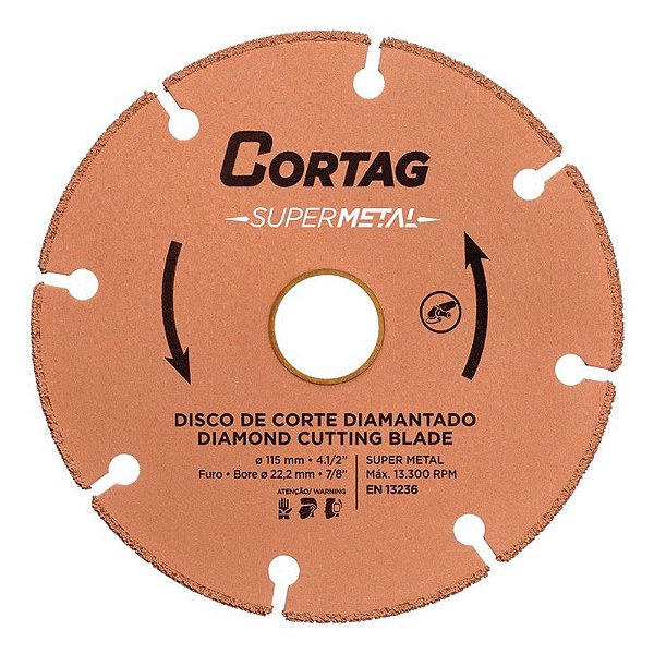 Disco de Corte Diamantado Super Metal Mais Cortes Menos Trocas 115mm x 22,2mm Cortag 60657