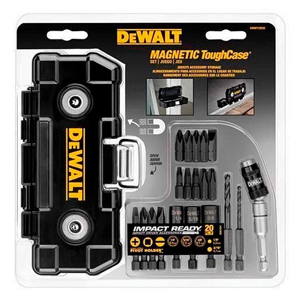 Jogo de 20 Pontas para Parafusar com Estojo Magnético e Extensor Articulável Alto Impacto Dewalt DWMTCIR20