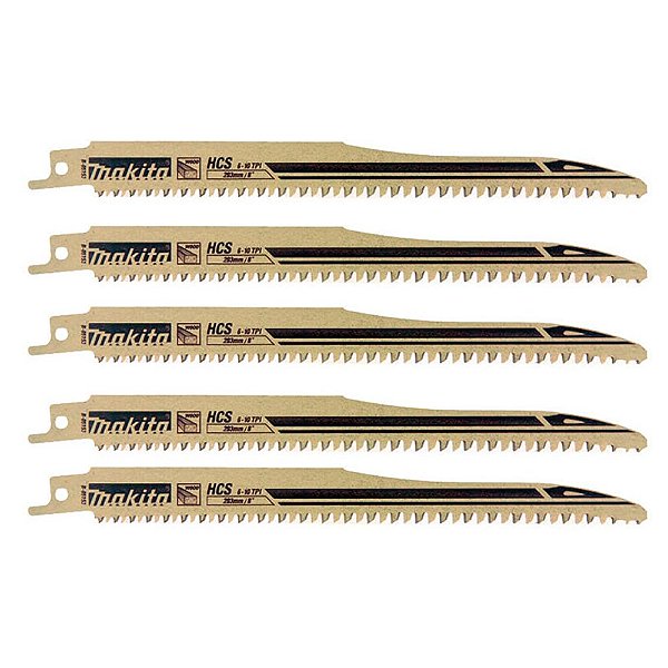 Jogo de Lâminas de Serra Sabre para Madeira 8'' 203mm 10TPI com 5 Peças Makita B-05153