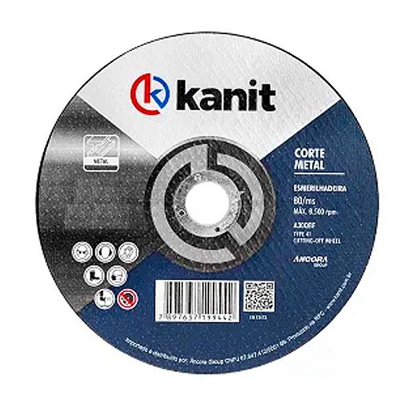 Disco Abrasivo de Corte de Metais 125mm x 22,23mm x 3mm Einhell Kanit