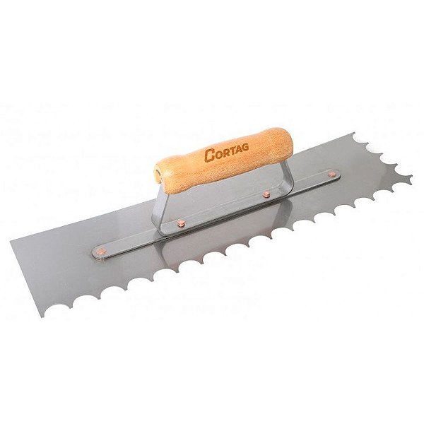 Desempenadeira de Aço Dentada com Cabo de Madeira 38cm Raio 10mm Cortag 61295