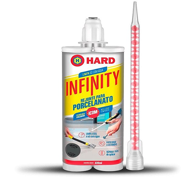 Rejunte Infinity Porcelanato Impermeável Grafite 400ml Hard