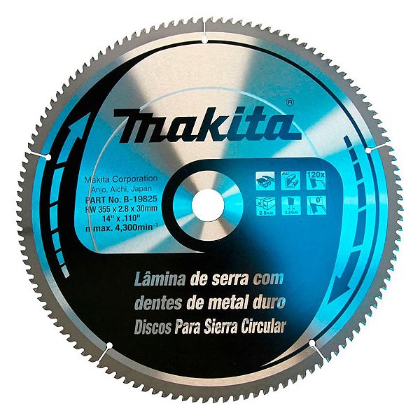 Disco Lâmina de Serra T.C.T. para Alumínio 355mm x 30mm 120 Dentes Makita B-19825