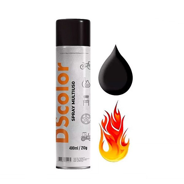 Tinta Spray Multiuso Alta Temperatura 600º 400ml DScolor Preto Fosco (Suvinil)