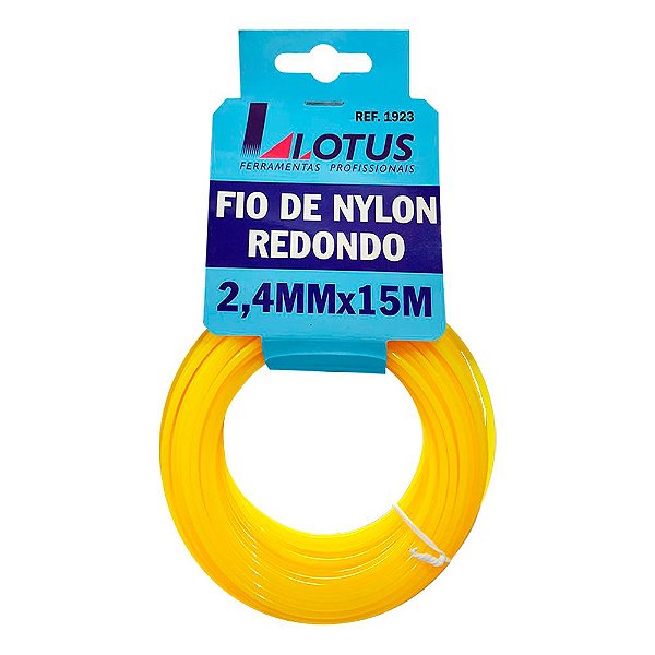 Fio de Nylon Redondo para Roçadeira e Aparador 2,4mm x 15 Metros Lotus 1923