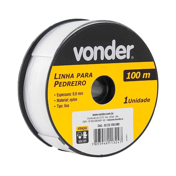 Linha de Nylon para Pedreiro 100 Metros x 0,8mm Vonder