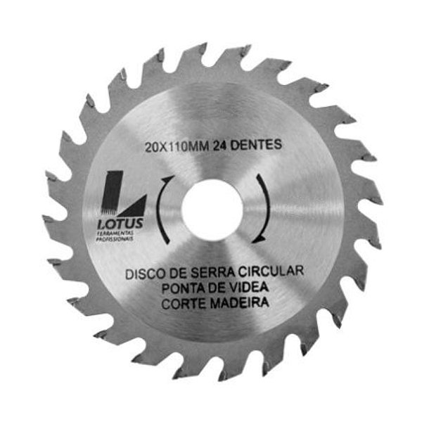 Disco Lâmina de Serra Vídea Madeira MDF 4.3/8'' 110mm x 20mm x 24 Dentes Lotus 5823