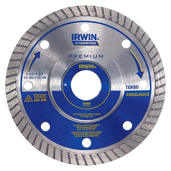 Disco Diamantado Turbo Premium Porcelanato 110mm x 20mm Irwin 1778735