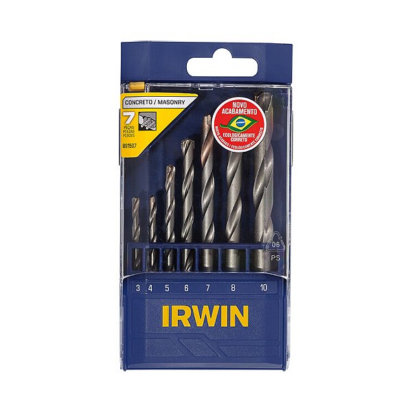 Jogo de Brocas para Concreto com Estojo 7 Peças 3 a 10mm Irwin 891507