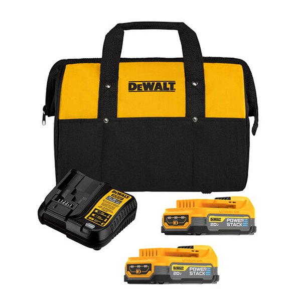 Kit 2 Baterias 20V 1.7Ah Max* Compacta Powerstack com Carregador e Bolsa Dewalt DCBP034E2-BR