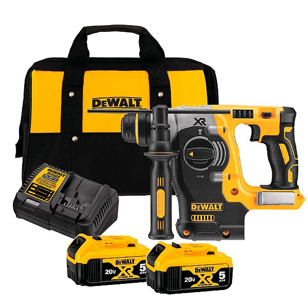 Kit Martelete Perfurador Rompedor Sds Plus 20V 2 Baterias 5Ah 2,1J Brushless Bolsa Dewalt DCH273