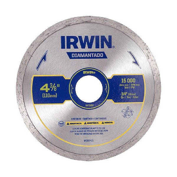 Disco Diamantado Contínuo Porcelanato 110mm x 20mm Irwin IW13891
