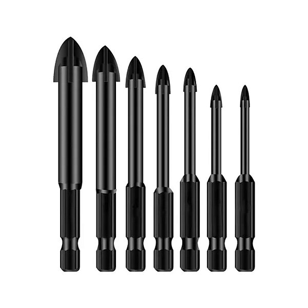 Jogo de Brocas Tipo Flecha para Vidro e Porcelanato 1/4'' x 3 a 12mm 7 Peças Lotus 1421