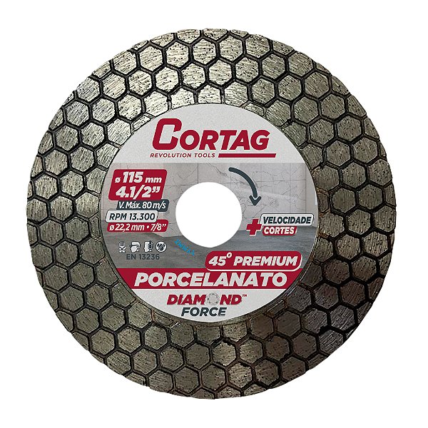 Disco Diamantado para Chandro 45º Tipo Colméia 115mm x 22,2mm Cortag 62795