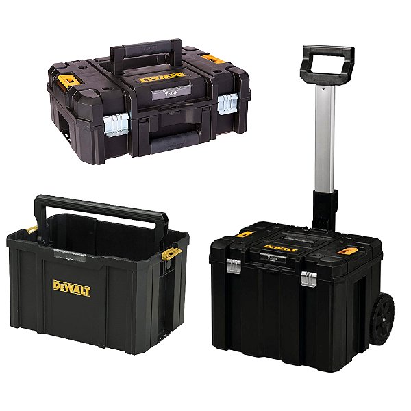 Kit Carrinho Profundo com Rodas + 2 Caixas Organizadoras de Ferramentas Tstak DeWalt