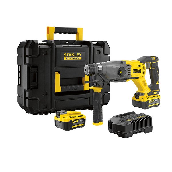 Martelete Perfurador/Rompedor Sds Plus 20V 2 Baterias 4Ah 2,3J Fatmax Brushless com Maleta Tstak Stanley SBH900M2K-BR