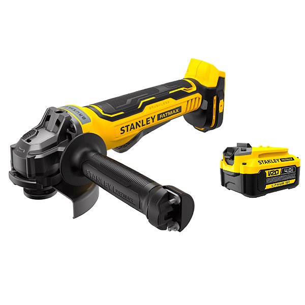 Kit Esmerilhadeira Angular 4.1/2” com 1 Bateria 20V Max* 4Ah Brushless Fatmax Stanley SBG700 (Sem Carregador)