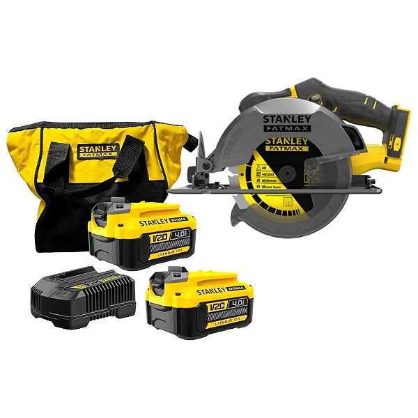 Serra Circular 7.1/4" 185mm 2 Baterias 20V Max* 4Ah Brushless Fatmax com Bolsa Stanley SBC550