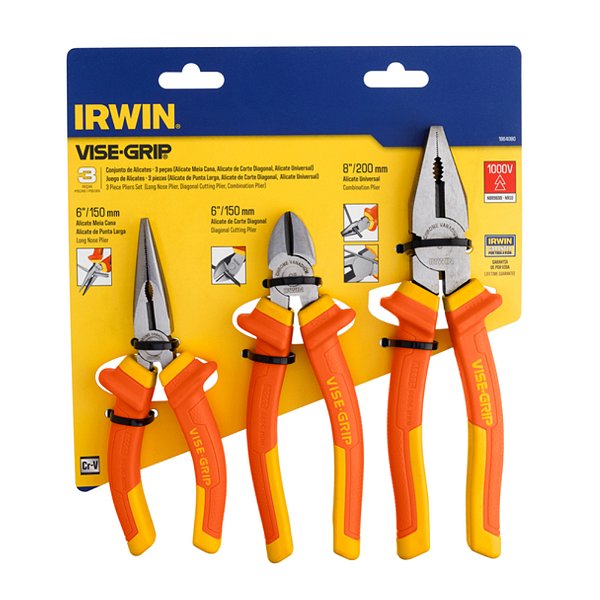 Conjunto de Alicate Universal Corte Bico Isolados Eletricista 3 Peças 1000V NBR9699 Irwin