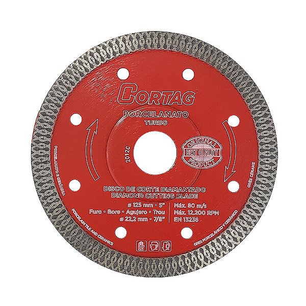 Disco Diamantado Turbo para Porcelanato 5'' Polegadas 125mm x 22,2mm Best Quality Cortag 62141