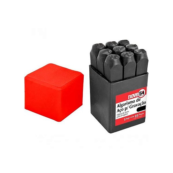 Jogo Punção Algarismo para Gravação 8mm em Aço 9 Peças de 0 a 9 Nove54