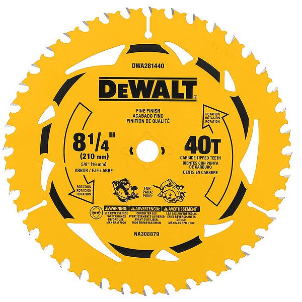 Disco Lâmina de Serra Circular para Madeira 8.1/4" 210mm x 16mm x 40 Dentes Dewalt DWA281440